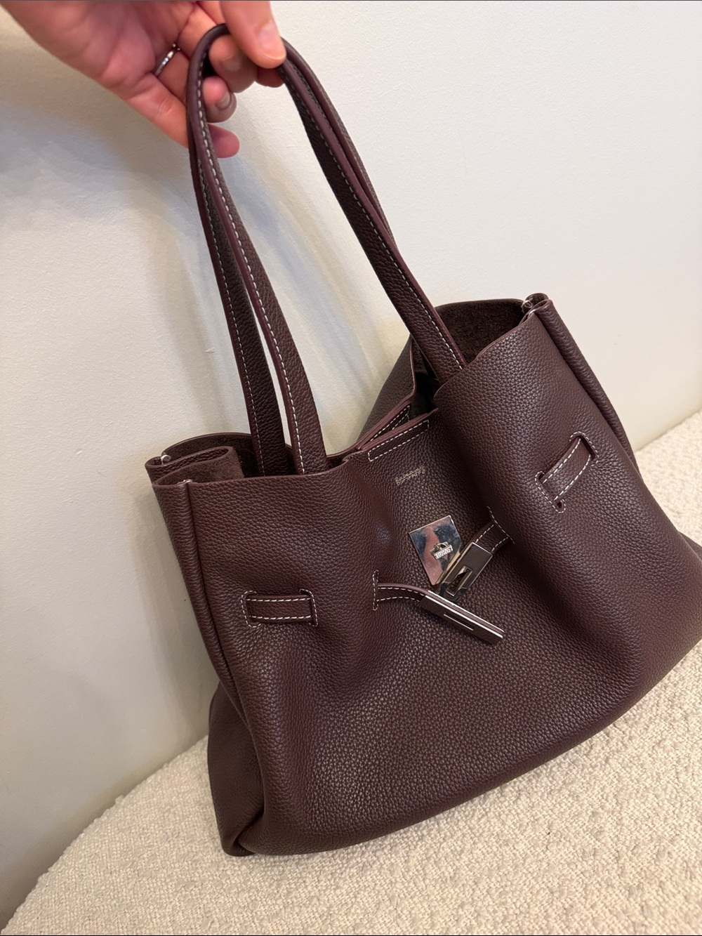 Rabeanco SAOIRSE Belt Soft Structural Leather Shoulder Tote- Cacao